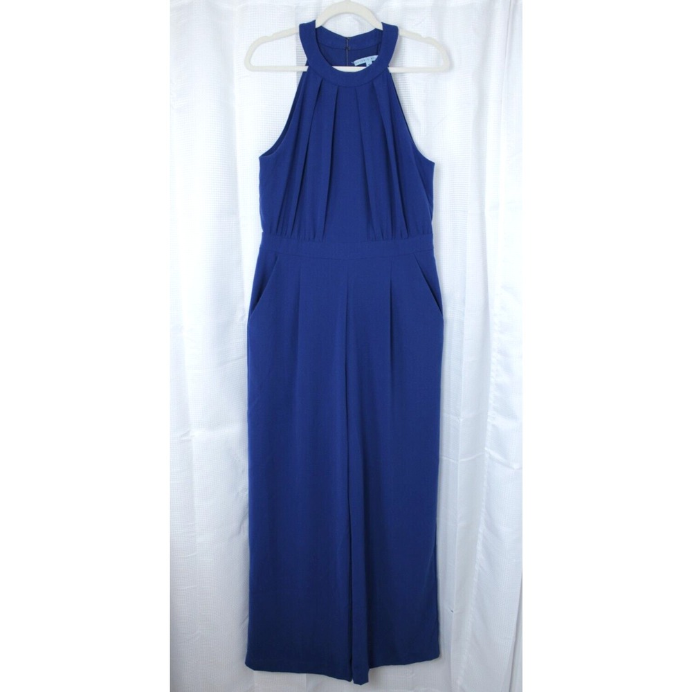 Antonio Melani Flare Leg Jumpsuits Rompers Women 10 Halter Neck Cobalt Blue